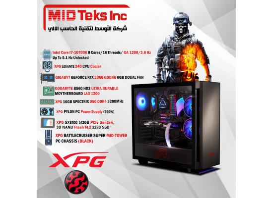 Gaming Desktop (MID-25) , CPU INTEL I7-10700K, DDR4 /16GB ,SSD 512GB, RTX 2060 ,GIGABYTE MB B560,XPG PYLON 550W,XPG INVADER  Chassis (Black)